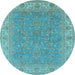 Round Oriental Light Blue Industrial Rug, urb937lblu