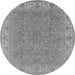 Round Oriental Gray Industrial Rug, urb937gry