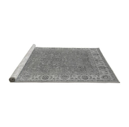 Sideview of Machine Washable Oriental Gray Industrial Rug, wshurb937gry