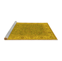 Sideview of Machine Washable Oriental Yellow Industrial Rug, wshurb937yw
