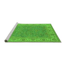 Sideview of Machine Washable Oriental Green Industrial Area Rugs, wshurb937grn