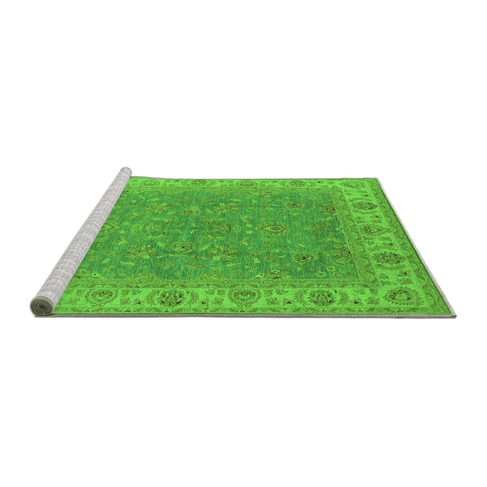 Sideview of Machine Washable Oriental Green Industrial Area Rugs, wshurb937grn