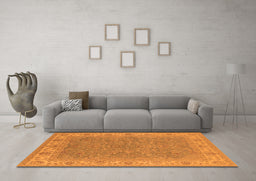Machine Washable Oriental Orange Industrial Area Rugs in a Living Room, wshurb937org