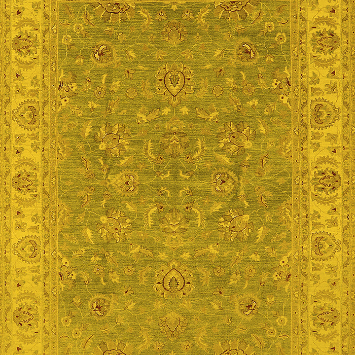 Machine Washable Oriental Yellow Industrial Rug, wshurb937yw