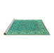 Sideview of Machine Washable Oriental Turquoise Industrial Area Rugs, wshurb937turq