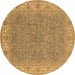 Round Oriental Brown Industrial Rug, urb937brn