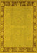 Machine Washable Oriental Yellow Industrial Rug, wshurb938yw