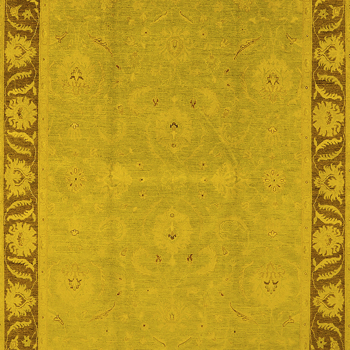 Machine Washable Oriental Yellow Industrial Rug, wshurb938yw