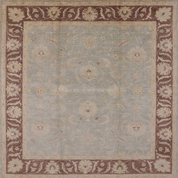 Square Mid-Century Modern Dark Almond Brown Oriental Rug, urb938