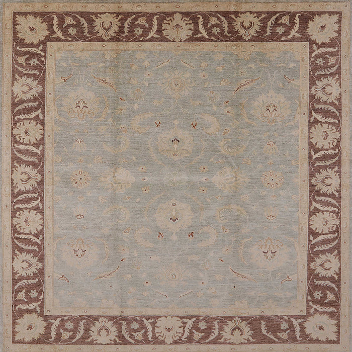 Square Mid-Century Modern Dark Almond Brown Oriental Rug, urb938
