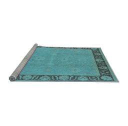Sideview of Machine Washable Oriental Light Blue Industrial Rug, wshurb938lblu