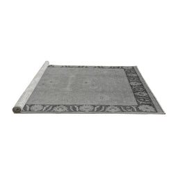 Sideview of Machine Washable Oriental Gray Industrial Rug, wshurb938gry