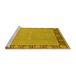 Sideview of Machine Washable Oriental Yellow Industrial Rug, wshurb938yw