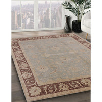 Mid-Century Modern Dark Almond Brown Oriental Rug, urb938