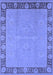 Machine Washable Oriental Blue Industrial Rug, wshurb938blu