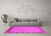 Machine Washable Oriental Pink Industrial Rug in a Living Room, wshurb938pnk