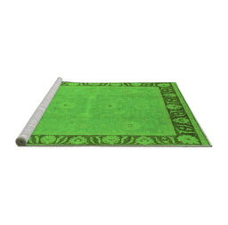 Sideview of Machine Washable Oriental Green Industrial Area Rugs, wshurb938grn