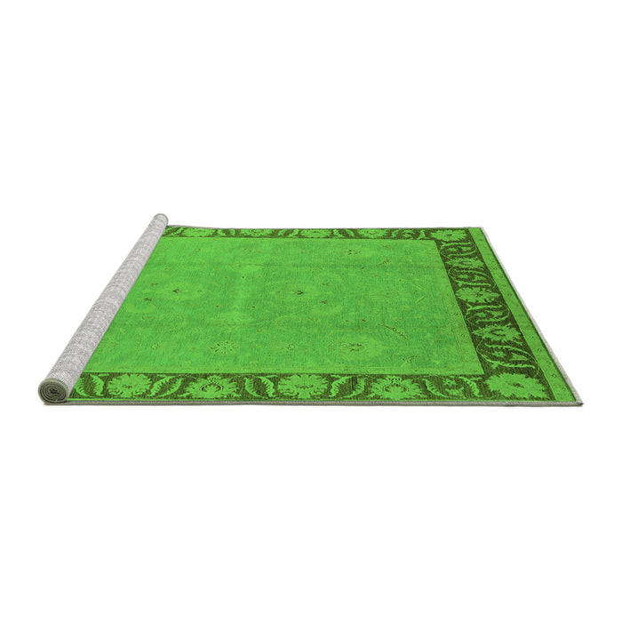 Sideview of Machine Washable Oriental Green Industrial Area Rugs, wshurb938grn