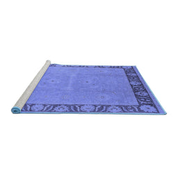 Sideview of Machine Washable Oriental Blue Industrial Rug, wshurb938blu