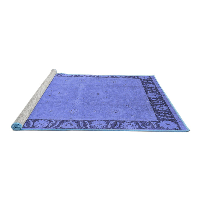 Sideview of Machine Washable Oriental Blue Industrial Rug, wshurb938blu