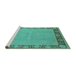 Sideview of Machine Washable Oriental Turquoise Industrial Area Rugs, wshurb938turq