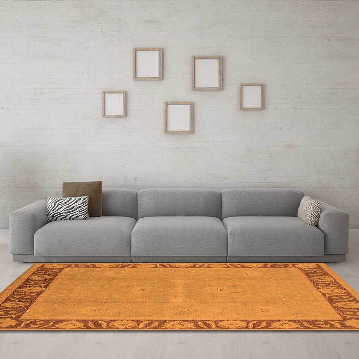Machine Washable Oriental Orange Industrial Area Rugs in a Living Room, wshurb938org