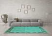 Machine Washable Oriental Turquoise Industrial Area Rugs in a Living Room,, wshurb938turq