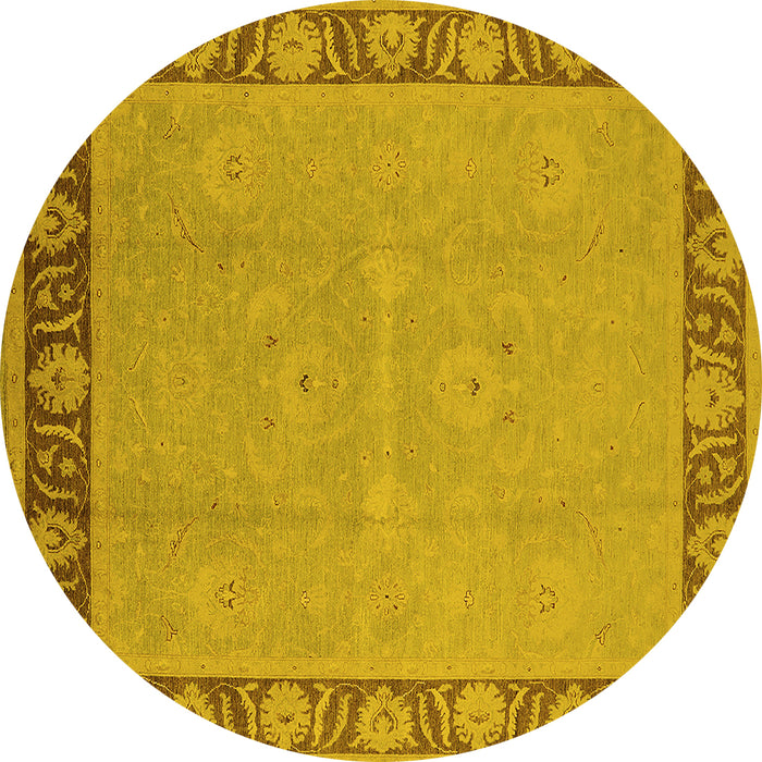 Round Oriental Yellow Industrial Rug, urb938yw
