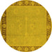 Round Oriental Yellow Industrial Rug, urb938yw