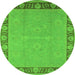 Round Oriental Green Industrial Rug, urb938grn