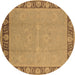 Round Oriental Brown Industrial Rug, urb938brn