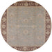 Round Machine Washable Industrial Modern Dark Almond Brown Rug, wshurb938