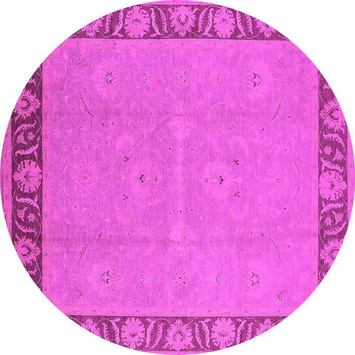 Round Machine Washable Oriental Pink Industrial Rug, wshurb938pnk