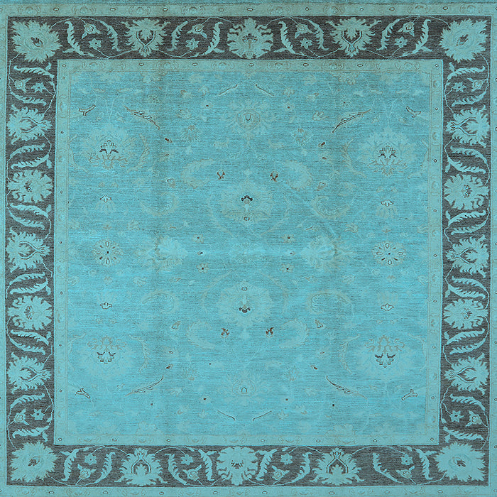 Square Machine Washable Oriental Light Blue Industrial Rug, wshurb938lblu