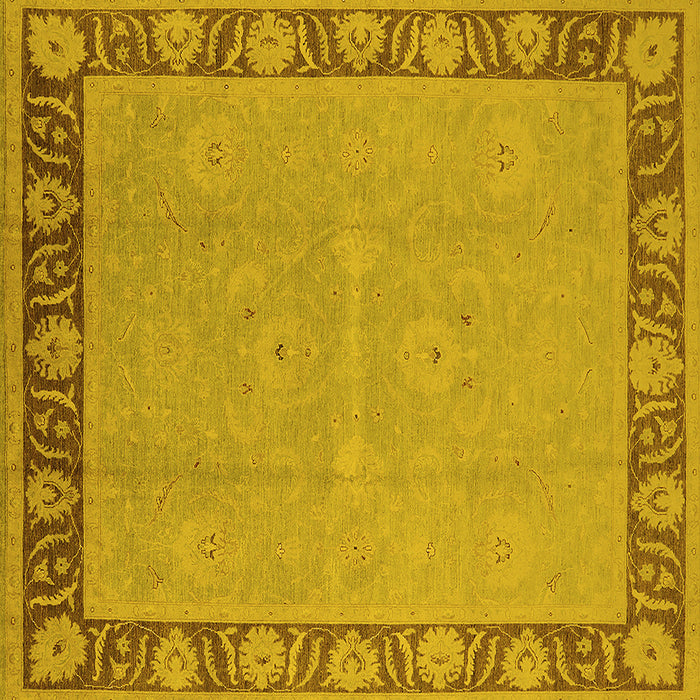 Square Machine Washable Oriental Yellow Industrial Rug, wshurb938yw