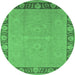 Round Oriental Emerald Green Industrial Rug, urb938emgrn