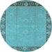 Round Oriental Light Blue Industrial Rug, urb938lblu