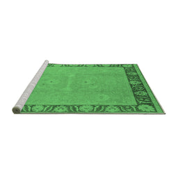 Sideview of Machine Washable Oriental Emerald Green Industrial Area Rugs, wshurb938emgrn