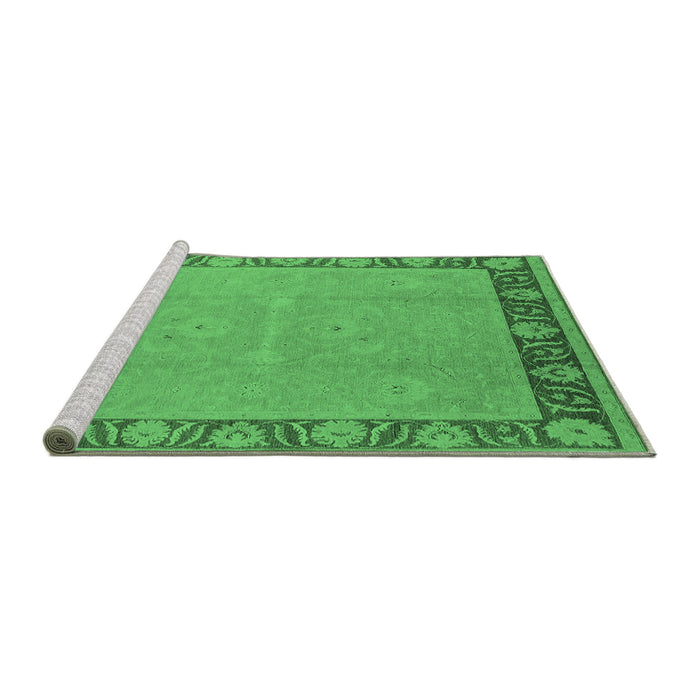 Sideview of Machine Washable Oriental Emerald Green Industrial Area Rugs, wshurb938emgrn