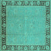 Square Oriental Turquoise Industrial Rug, urb938turq