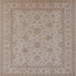 Square Mid-Century Modern Dark Almond Brown Oriental Rug, urb939