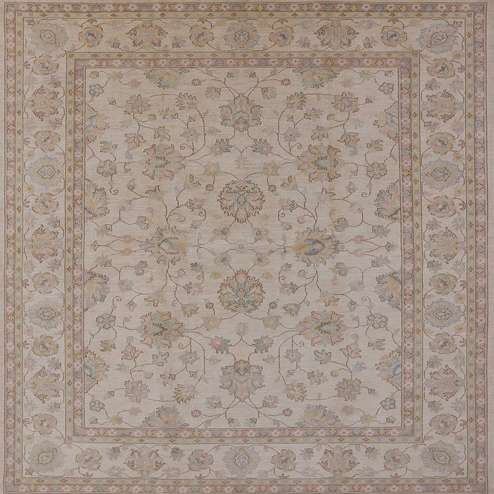 Square Mid-Century Modern Dark Almond Brown Oriental Rug, urb939