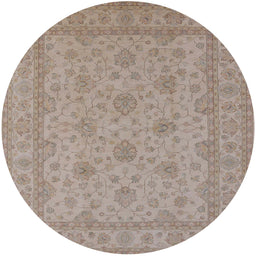 Round Mid-Century Modern Dark Almond Brown Oriental Rug, urb939