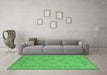 Machine Washable Oriental Emerald Green Industrial Area Rugs in a Living Room,, wshurb939emgrn