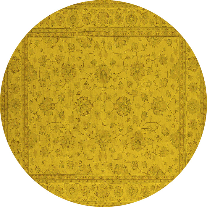 Round Oriental Yellow Industrial Rug, urb939yw