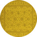 Round Oriental Yellow Industrial Rug, urb939yw