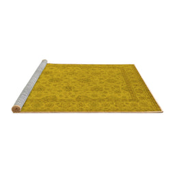 Sideview of Machine Washable Oriental Yellow Industrial Rug, wshurb939yw