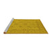 Sideview of Machine Washable Oriental Yellow Industrial Rug, wshurb939yw