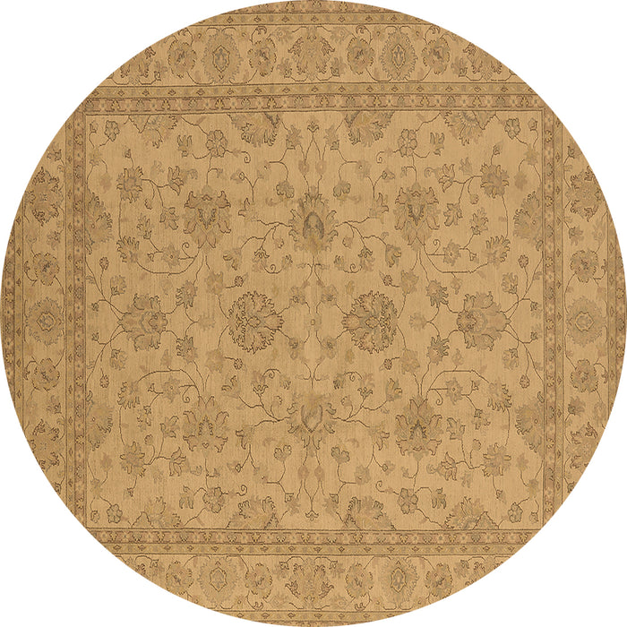 Round Oriental Brown Industrial Rug, urb939brn