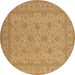 Round Oriental Brown Industrial Rug, urb939brn